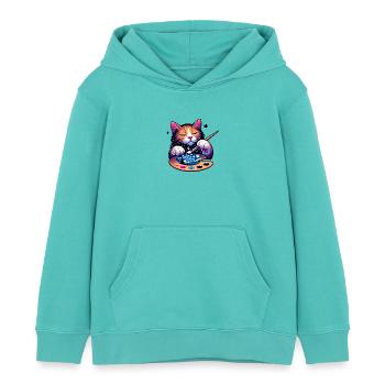Künstlerkatze – Sternennacht-Maler - Kinder Organic Hoodie Mini Cruiser von Stanley/Stella - Poolblau - Vorne - AI Model Kid Female (0cm)