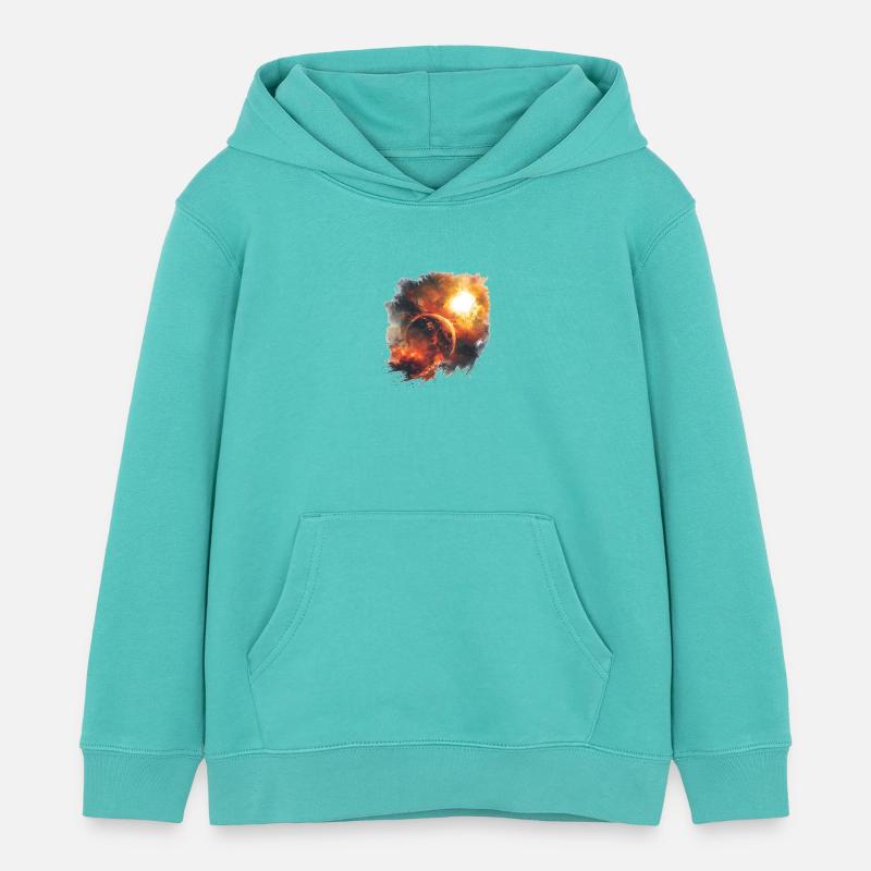 Tempête de feu du cosmos planétaire - Sweat à capuche enfant bio Stanley/Stella - bleu piscine