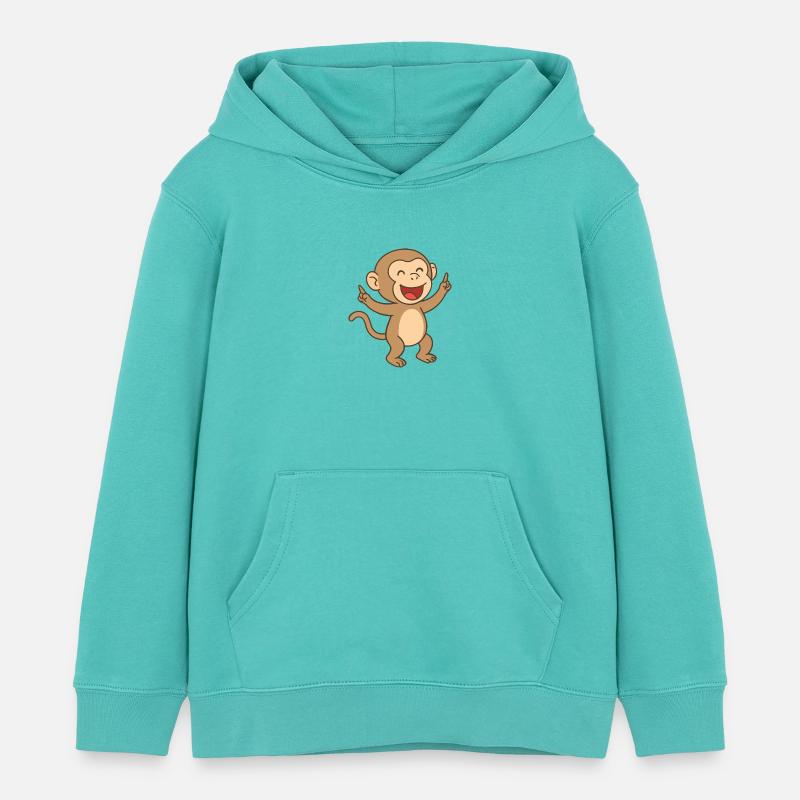 Bébé babouin de fête - Sweat à capuche enfant bio Stanley/Stella - bleu piscine