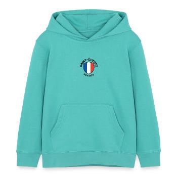 Bouclier de Saint-Étienne de France - Sweat à capuche enfant bio Stanley/Stella - bleu piscine - Devant - AI Model Kid Female (0cm)