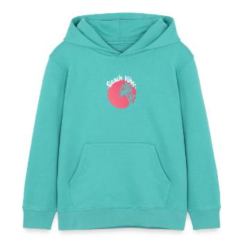 Beach Vibes Palm Sunset Design - Kids Organic Hoodie by Stanley/Stella - pool blue - Front - AI Model Kid Female (0cm)