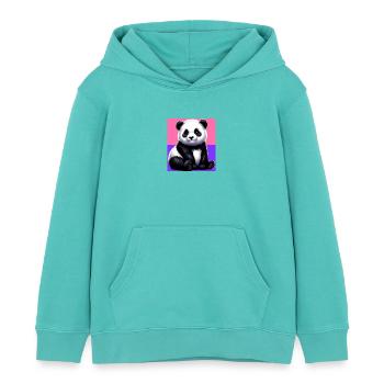 panda - Kids Organic Hoodie by Stanley/Stella - pool blue - Front - AI Model Kid Female (0cm)