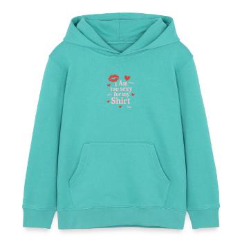 Playful confident emphasis - Kids Organic Hoodie by Stanley/Stella - pool blue - Front - AI Model Kid Female (0cm)