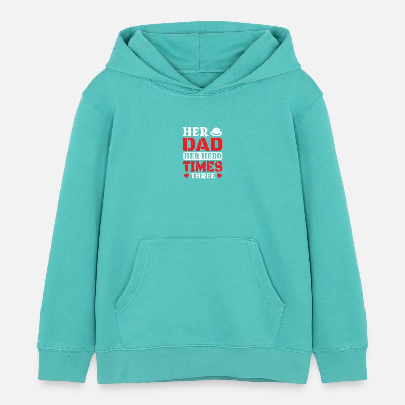 Père, père de trois filles et filles - Sweat à capuche enfant bio Stanley/Stella - bleu piscine
