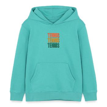 Tennis Three Color Gradient Letters - Kids Organic Hoodie by Stanley/Stella - pool blue - Front - AI Model Kid Female (0cm)