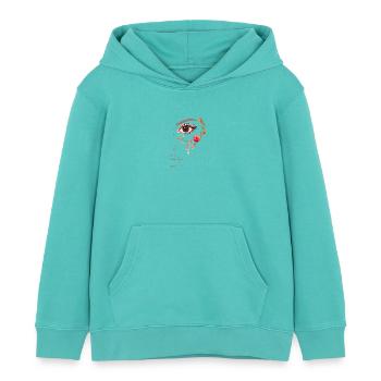 Boho Line Art Floral Design - Kinder Organic Hoodie Mini Cruiser von Stanley/Stella - Poolblau - Vorne - AI Model Kid Female (0cm)