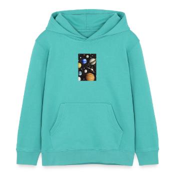 Weltall und Planeten - Kinder Organic Hoodie Mini Cruiser von Stanley/Stella - Poolblau - Vorne - AI Model Kid Female (0cm)