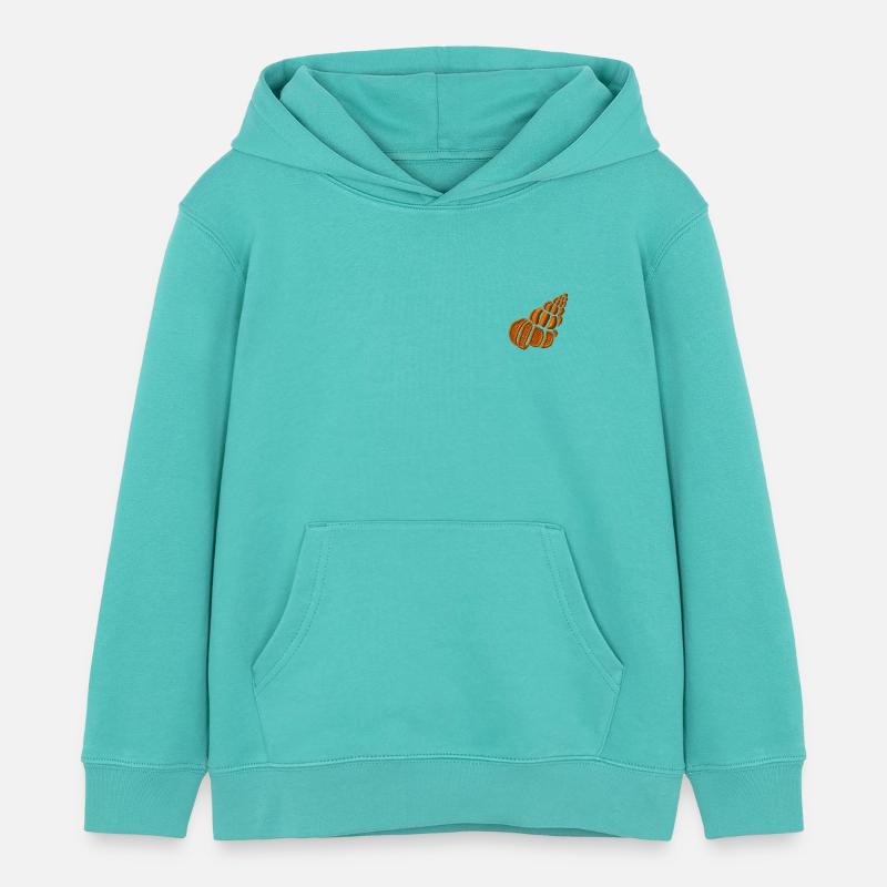 Coquille brodée - Sweat à capuche enfant bio Stanley/Stella - bleu piscine