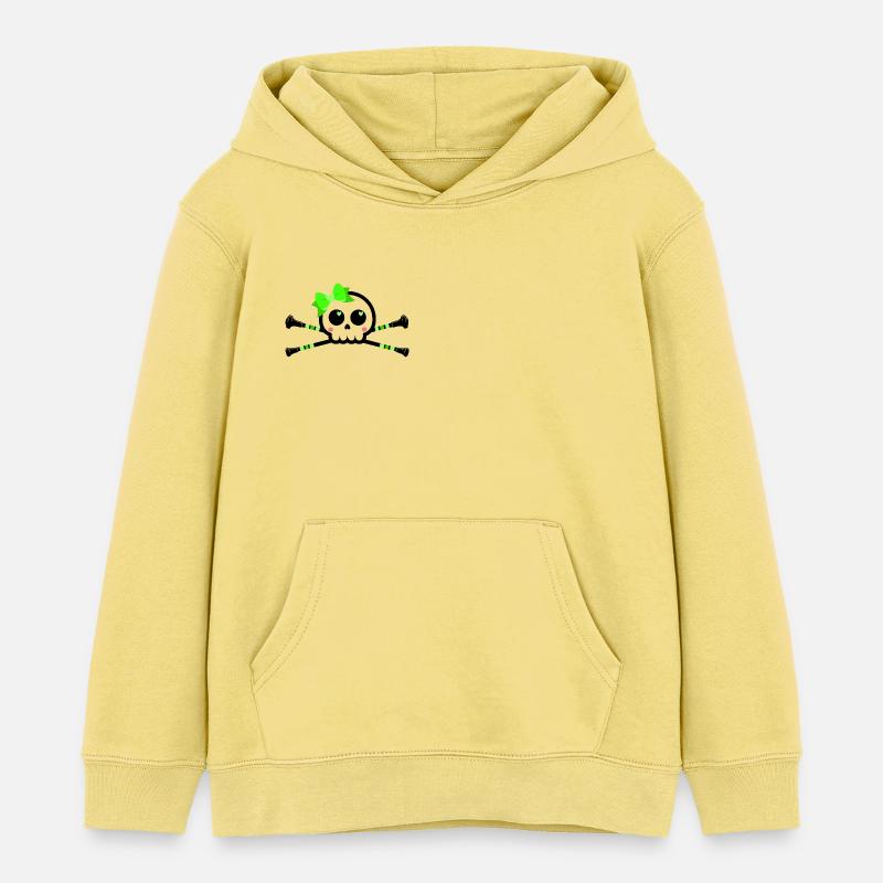 Cute Skull -Vert - Sweat à capuche enfant bio Stanley/Stella - jaune viva 