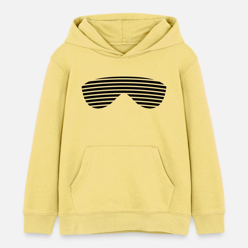 Lunettes noires rayées - Sweat à capuche enfant bio Stanley/Stella - jaune viva 