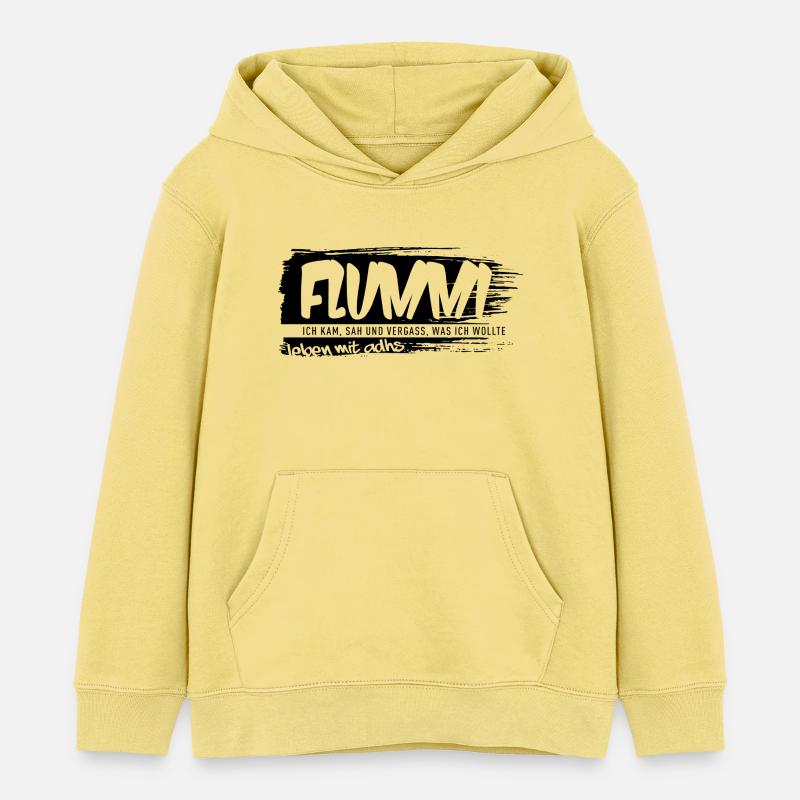 FLUMMI – Vivre avec le TDAH - Sweat à capuche enfant bio Stanley/Stella - jaune viva 