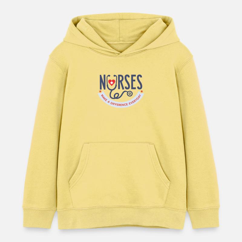 Nurses Make a Difference Everyday T-Shirt - Sweat à capuche enfant bio Stanley/Stella - jaune viva 