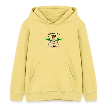 Fashion_City - Sweat à capuche enfant bio Stanley/Stella - jaune viva  - Devant - AI Model Kid Male (0cm)