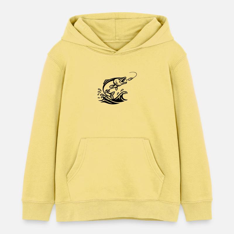 Silhouette du Brochet Prédateur - Sweat à capuche enfant bio Stanley/Stella - jaune viva