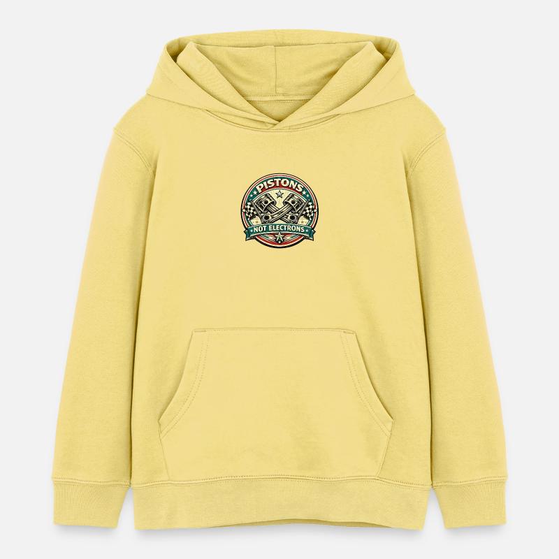 Vintage Piston Badge: Not Electrons - Sweat à capuche enfant bio Stanley/Stella - jaune viva 