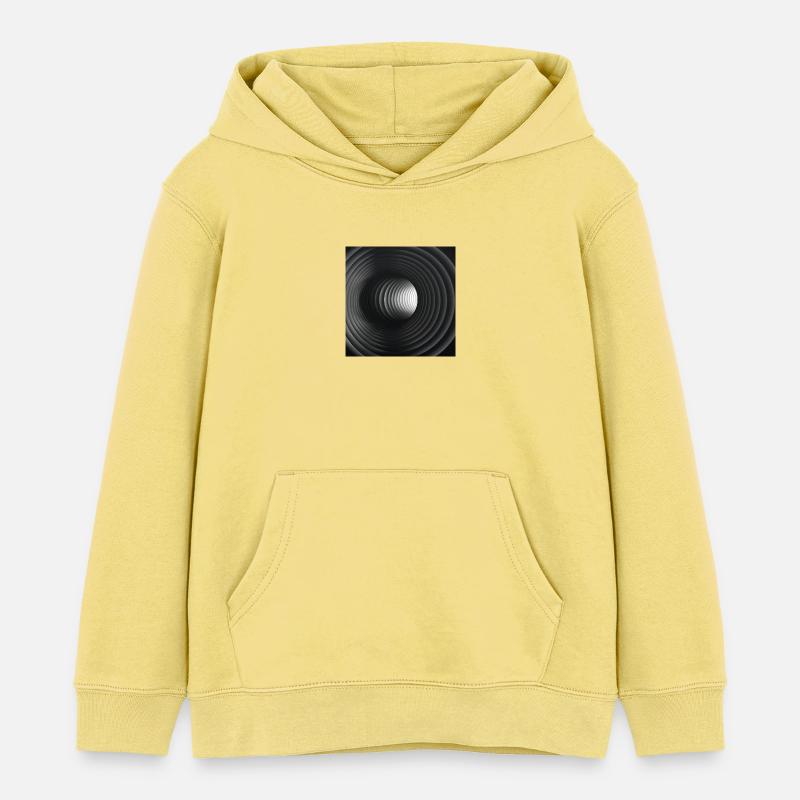 Tunnels concentriques noir et blanc - Sweat à capuche enfant bio Stanley/Stella - jaune viva 