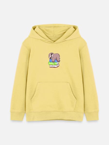 Faultier Buch Bücher lesen - Kinder Organic Hoodie Mini Cruiser von Stanley/Stella - Gelb Viva