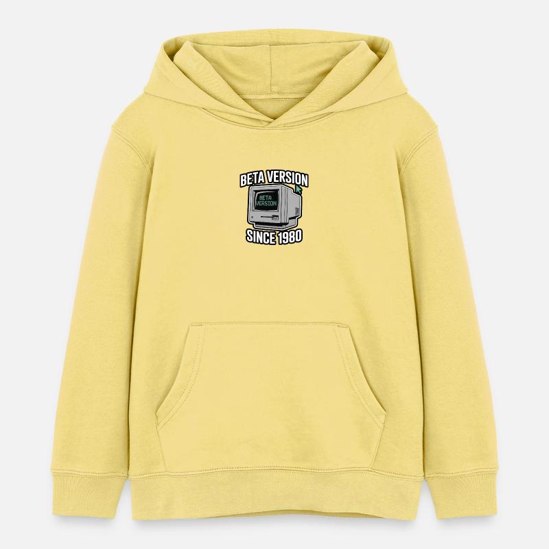 Conception de la version bêta de l’ordinateur rétro - Sweat à capuche enfant bio Stanley/Stella - jaune viva 