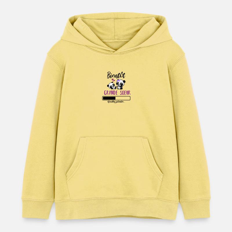 Bientôt grande soeur - Sweat à capuche enfant bio Stanley/Stella - jaune viva