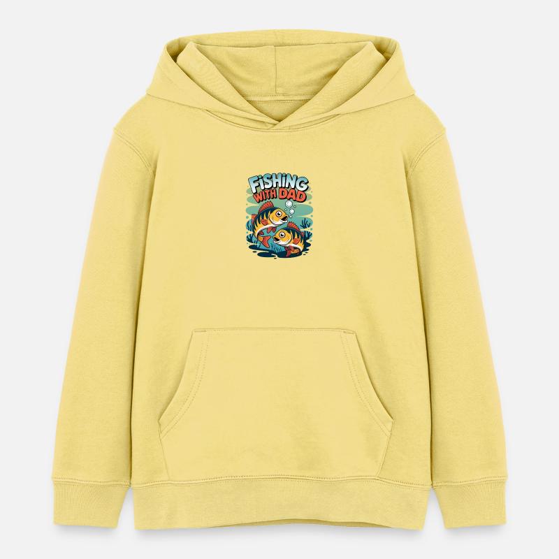Pêcher avec papa - Sweat à capuche enfant bio Stanley/Stella - jaune viva 