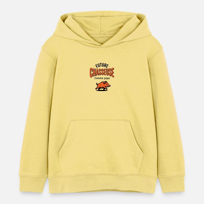 future_chasseuse_comme_papa - Sweat à capuche enfant bio Stanley/Stella - jaune viva 