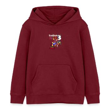 Finally 3 - 3rd Birthday with Confetti - Kids Organic Hoodie by Stanley/Stella - burgundy - Front - AI Model Kid Female (0cm)