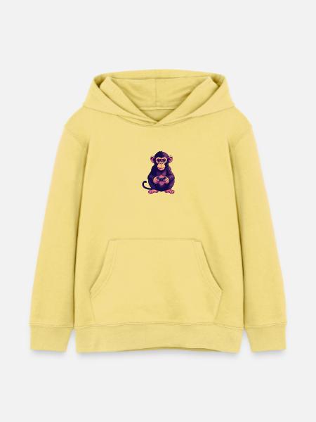 Affe am Controller zockt Konsole Gaming - Kinder Organic Hoodie Mini Cruiser von Stanley/Stella - Gelb Viva