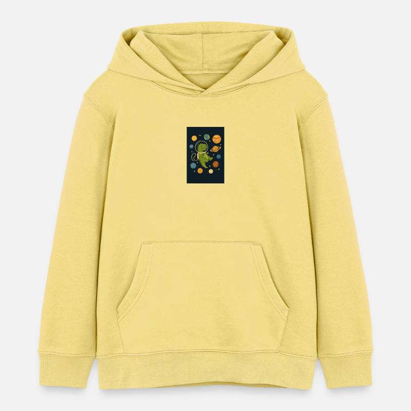Dino dans l’espace - Sweat à capuche enfant bio Stanley/Stella - jaune viva 