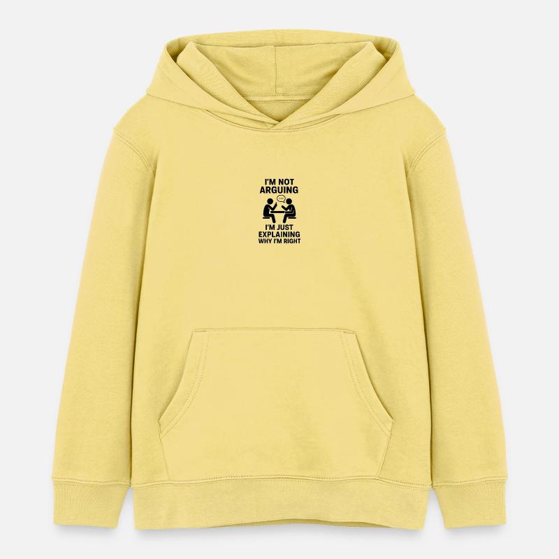 Je vais juste vous expliquer : j’ai raison - Sweat à capuche enfant bio Stanley/Stella - jaune viva 