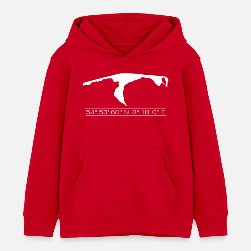 Sylt | Coordonnées | Blanc - Sweat à capuche enfant bio Stanley/Stella - rouge