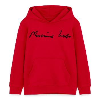 Signature Martin Luther - Sweat à capuche enfant bio Stanley/Stella - rouge - Devant - AI Model Kid Male (0cm)