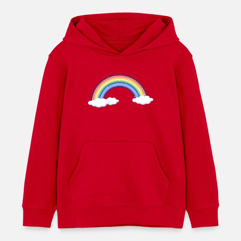 Arc-en-ciel vibrant sur les nuages - Sweat à capuche enfant bio Stanley/Stella - rouge