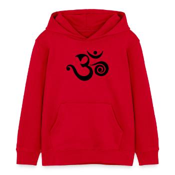 OM, AUM, BOUDDHISM, SPIRITUALITY, MANTRA, YOGA, - Sweat à capuche enfant bio Stanley/Stella - rouge - Devant - AI Model Kid Male (0cm)