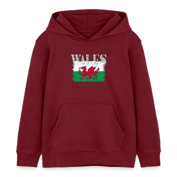 Pays de Galles - Sweat à capuche enfant bio Stanley/Stella - bordeaux - Devant - AI Model Kid Female (0cm)