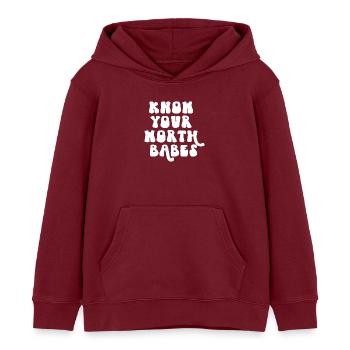 Know Your Worth Babes - Kids Organic Hoodie by Stanley/Stella - burgundy - Front - AI Model Kid Female (0cm)