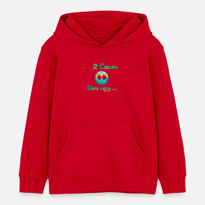 2 Cœurs Unis vers… - Sweat à capuche enfant bio Stanley/Stella - rouge