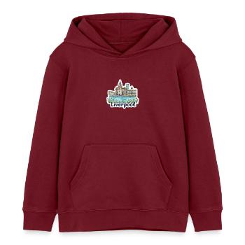 Liverpool Skyline: Drei Grazien, Leber Gebäude Kunst - Kinder Organic Hoodie Mini Cruiser von Stanley/Stella - Burgunderrot - Vorne - AI Model Kid Female (0cm)