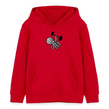 Oktopus Bodybuilder Muskelaufbau Fitnessstudio Gym - Kinder Organic Hoodie Mini Cruiser von Stanley/Stella - Rot - Vorne - AI Model Kid Male (0cm)
