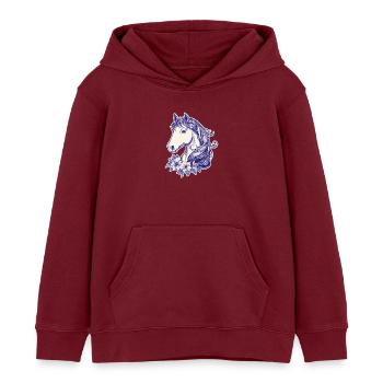 Horse Kids - Kids Organic Hoodie by Stanley/Stella - burgundy - Front - AI Model Kid Female (0cm)
