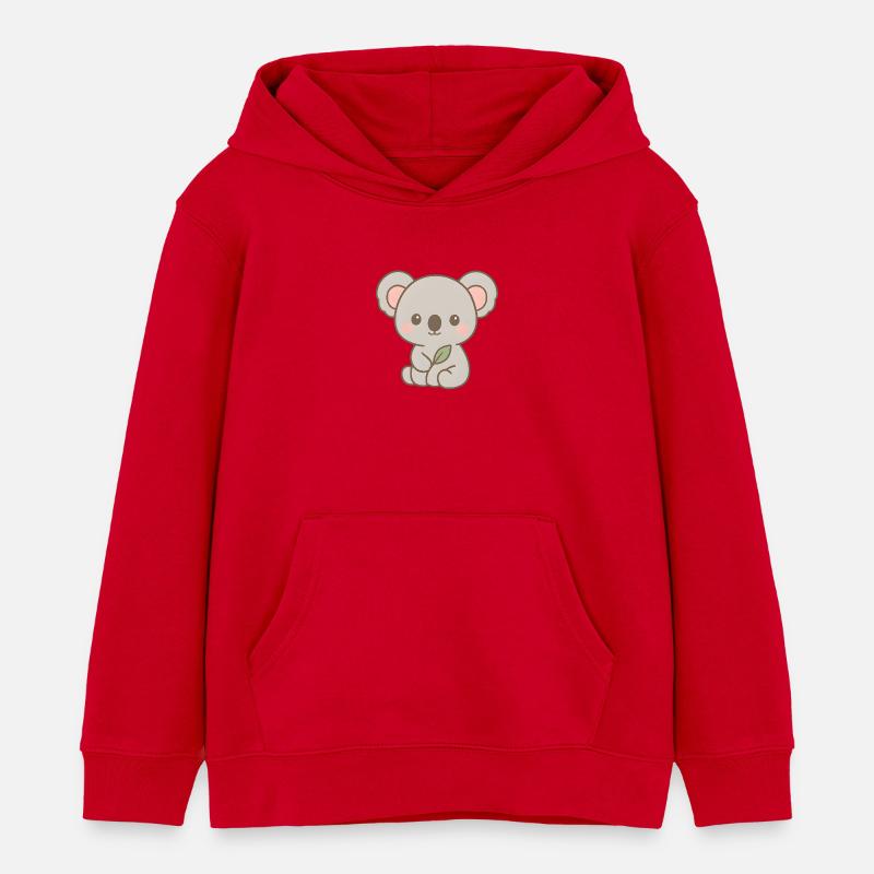 Mignon design d’ours koala avec des feuilles - Sweat à capuche enfant bio Stanley/Stella - rouge
