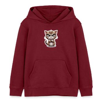 Chat sinistre drôle - motif de dessin animé pour ami animal - Sweat à capuche enfant bio Stanley/Stella - bordeaux - Devant - AI Model Kid Female (0cm)