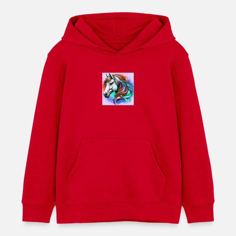cheval - Sweat à capuche enfant bio Stanley/Stella - rouge