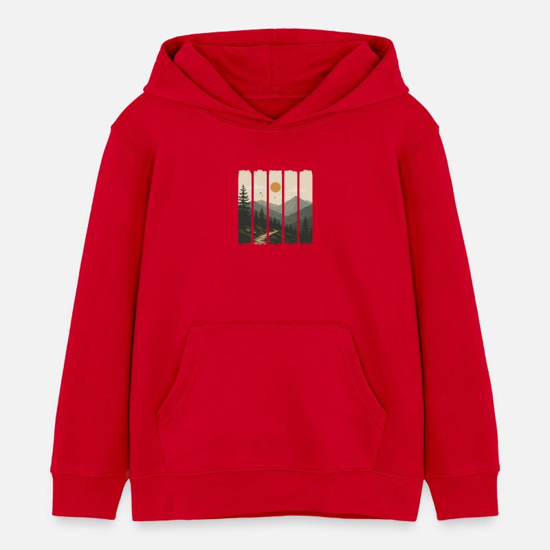 Panorama forestier en panneaux soleil - Sweat à capuche enfant bio Stanley/Stella - rouge