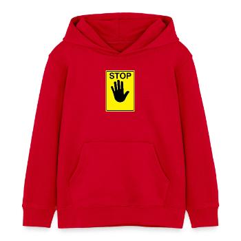 Logo du panneau d’arrêt - Sweat à capuche enfant bio Stanley/Stella - rouge - Devant - AI Model Kid Male (0cm)