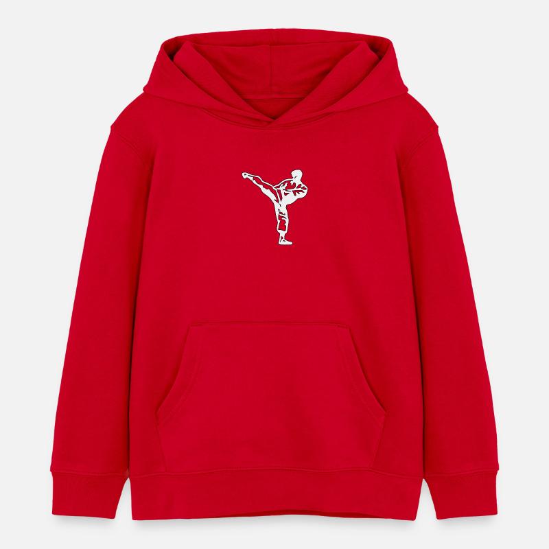 Karaté Argent - Sweat à capuche enfant bio Stanley/Stella - rouge