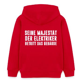Elektriker Majestät - Kinder Organic Hoodie Mini Cruiser von Stanley/Stella - Rot - Hinten - AI Model Kid Male (0cm)