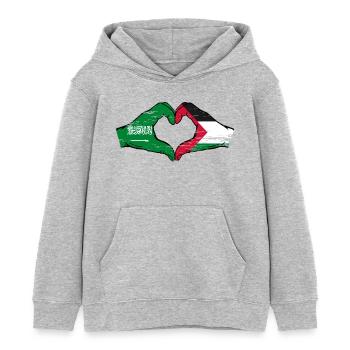 Arabie Saoudite Palestine Drapeau Mains Coeur Forme Utilisé - Sweat à capuche enfant bio Stanley/Stella - gris chiné - Devant - AI Model Kid Female (0cm)