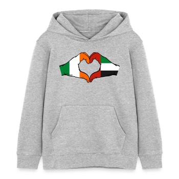 Ireland United Arab Emirates Heart - Kids Organic Hoodie by Stanley/Stella - heather grey - Front - AI Model Kid Female (0cm)