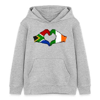 South Africa Ireland Flag Hands Heart Shape - Kids Organic Hoodie by Stanley/Stella - heather grey - Front - AI Model Kid Female (0cm)