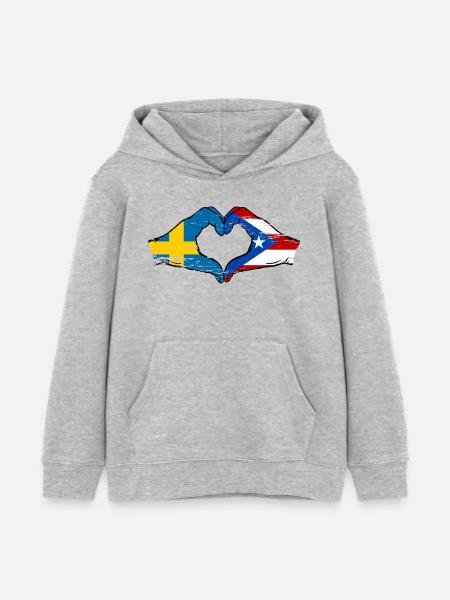 Schweden Puerto Rico Hände Herzform used - Kinder Organic Hoodie Mini Cruiser von Stanley/Stella - Grau meliert